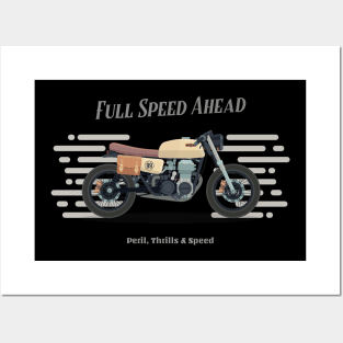 Retro Full Speed Motorcycle Posters and Art